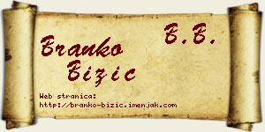 Branko Bižić vizit kartica